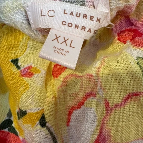 Lauren Conrad XXL Floral Yellow Ruffle Tank Midi Linen Blend Dress Easter Spring - Picture 7 of 7
